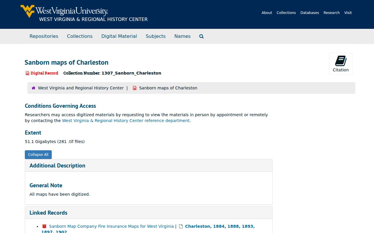 WVU digitized Sanborn map collection including South Charleston