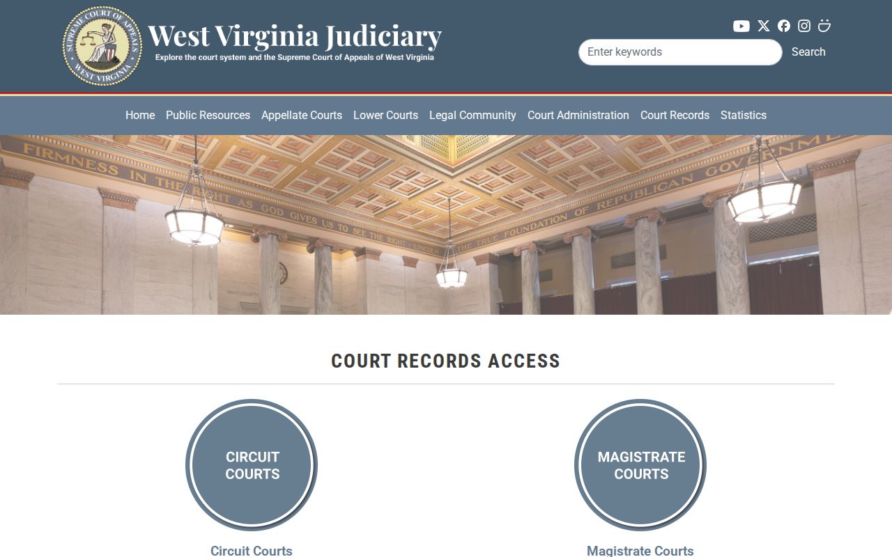West Virginia court access page for a South Charleston resident lookup